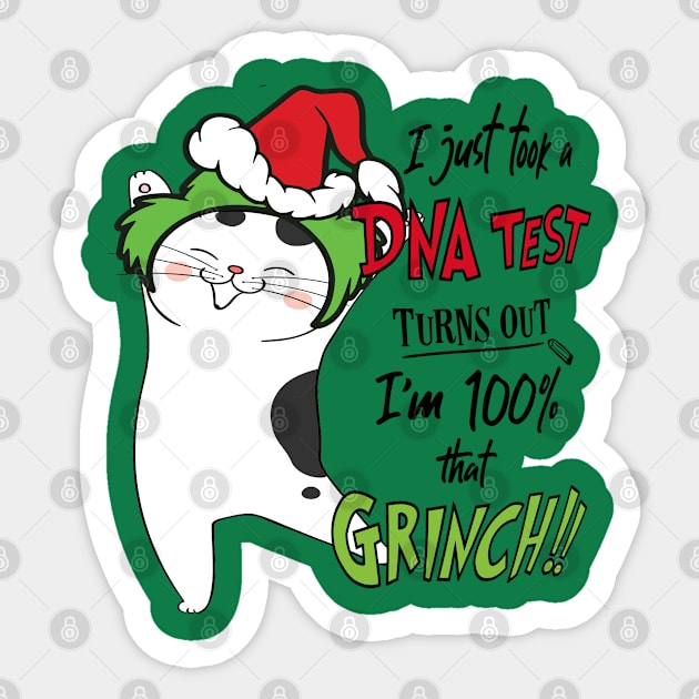 I Just Took A DNA Test Turns Out I'm 100% That Grinch Funny Ugly Christmas Sticker by albertperino9943